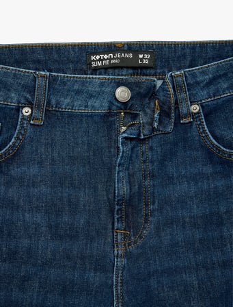 Pamuklu 5 Cepli Normal Bel Slim Fit Jean Pantolon - Brad Jean