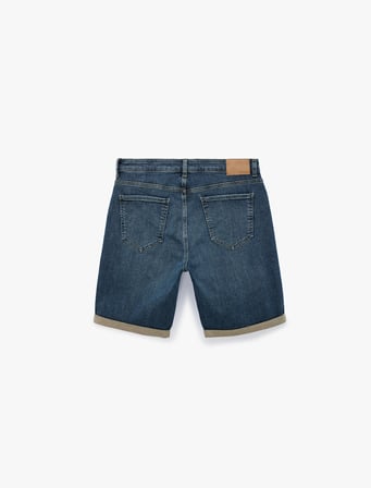 Normal Bel Pamuklu Bermuda Slim Fit Jean Şort