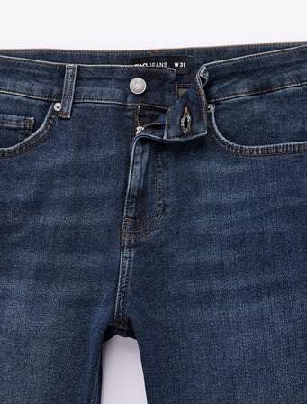 Normal Bel Pamuklu Bermuda Slim Fit Jean Şort