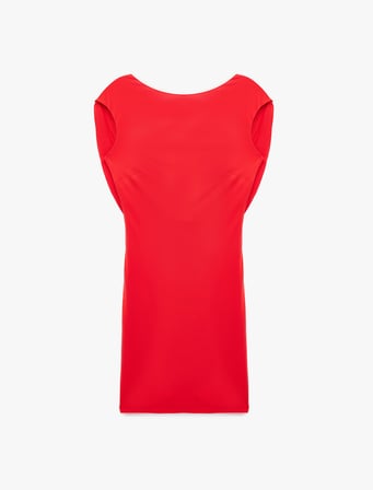 Metal Aksesuarlı Kolsuz Degaje Yaka Bodycon Mini Abiye Elbise