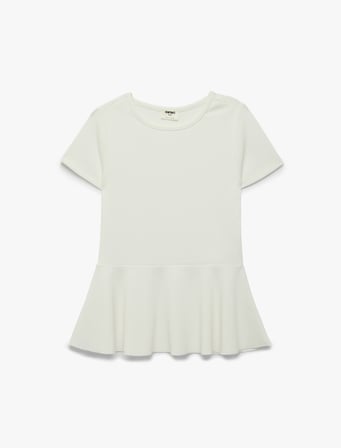 Bürümcük Kısa Kollu Bisiklet Yaka Peplum Tişört