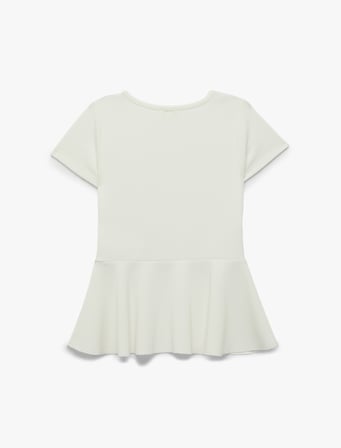 Bürümcük Kısa Kollu Bisiklet Yaka Peplum Tişört
