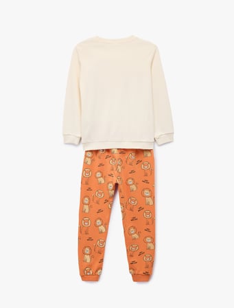 Aslan Baskılı Pamuklu Uzun Kollu 2’li Pijama Takımı