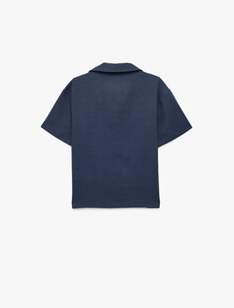 Oversize Keten ve Viskon Karışımlı Kısa Kollu Gömlek