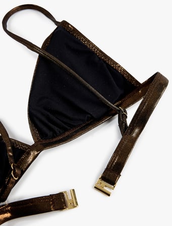 Varak Baskılı Parlak Bralet Bikini Üstü