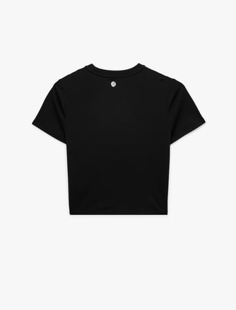 Slim Fit Kısa Kollu Bisiklet Yaka Crop Spor Tişört