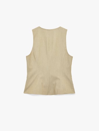 Asimetrik Kesim Düğme Detaylı Kolsuz Viskon Karışımlı Blazer Yelek