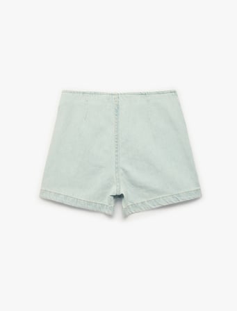 Pamuklu Fermuar Detaylı Denim Şort Etek