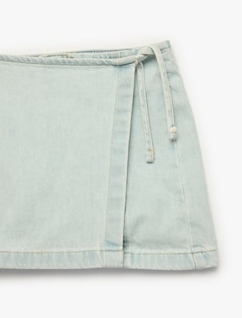 Pamuklu Fermuar Detaylı Denim Şort Etek