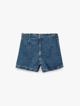Pamuklu Fermuar Detaylı Denim Şort Etek