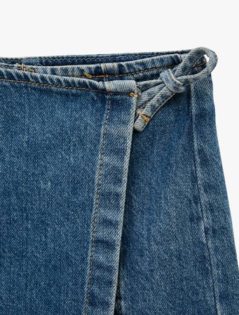 Pamuklu Fermuar Detaylı Denim Şort Etek