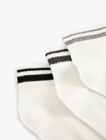 Pamuklu Çizgili 3'lü Çorap Seti