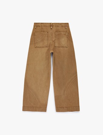 Normal Bel Cep Detaylı Nervürlü Kısa Geniş Paça Pantolon - Culotte Jeans