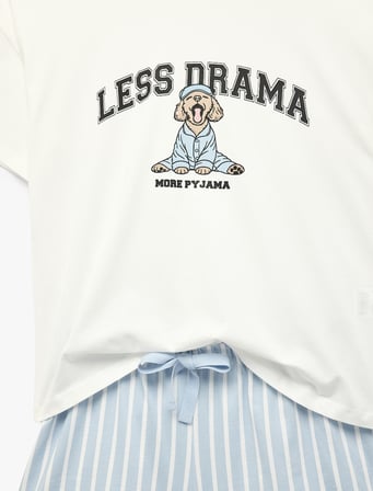 Pamuklu Kısa Kollu Baskılı Şortlu Pijama Takımı