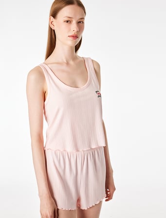 Modal Kumaş Rahat Kalıp Askılı Şortlu Pijama Takımı