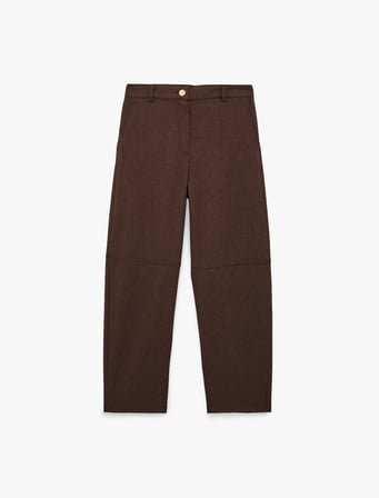 Armürlü Barrel Fit Kumaş Pantolon