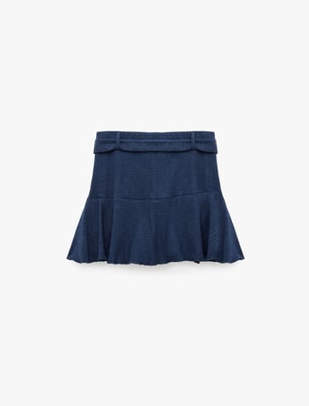 Beli Kuşaklı Bürümcük Kumaş Mini Şort Etek