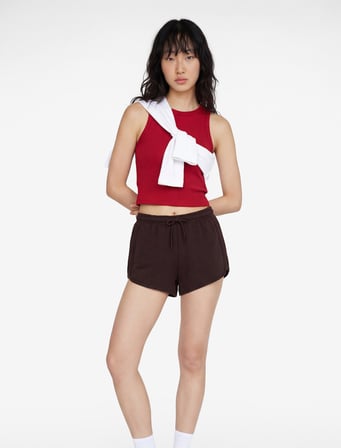 Slim Fit Beli Bağcıklı Biyeli Mini Şort