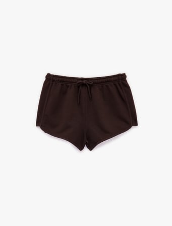 Slim Fit Beli Bağcıklı Biyeli Mini Şort