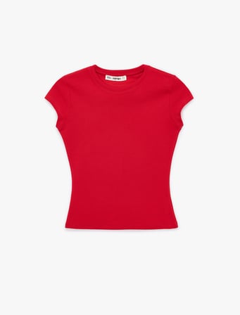 Slim Fit Kısa Kollu Bisiklet Yaka Pamuklu Tişört