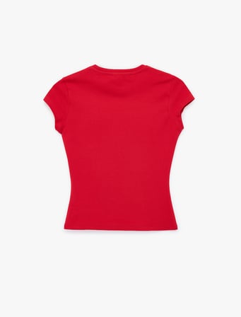 Slim Fit Kısa Kollu Bisiklet Yaka Pamuklu Tişört