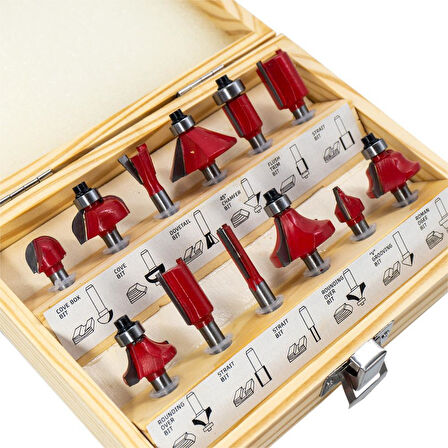 ROX WOOD 12 Parça Ahşap Freze Seti 6mm sap