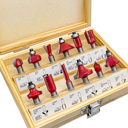 ROX WOOD 12 Parça Ahşap Freze Seti 8mm sap