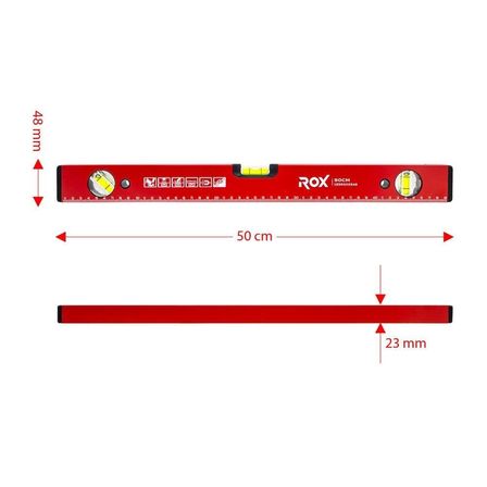 Rox 0348 Mıknatıslı Alüminyum Su Terazisi 50 cm