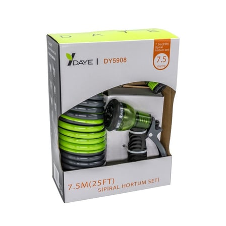 DAYE 5908 Bahçe Sulama İçin Spiral Hortum Seti 7.5