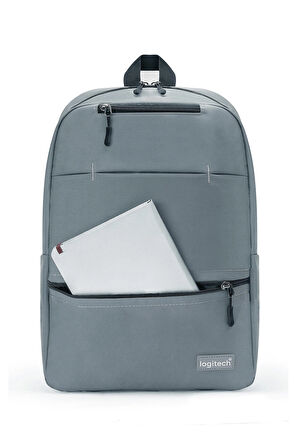 Orijinal 15.6"inç Gri Kumaş Laptop Bilgisayar Seyahat Günlük Çok Gözlü Unisex Notebook Sırt Çantası