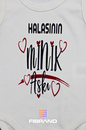 Halasının Minik Aşkı Baskılı 0-1 Yaş Tüm Bedenler %100 Pamuk Bebek Zıbın