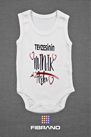 Teyzesinin Minik Aşkı Baskılı 0-1 Yaş Tüm Bedenler %100 Pamuk Bebek Zıbın