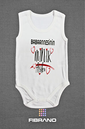 Babaannesinin Minik Aşkı Baskılı 0-1 Yaş Tüm Bedenler %100 Pamuk Bebek Zıbın