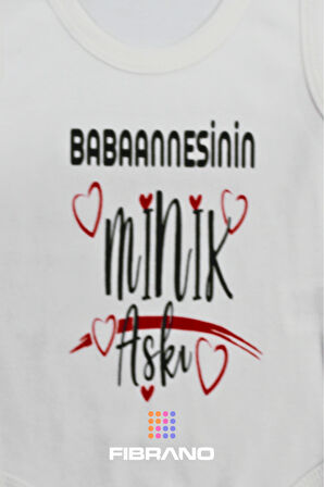 Babaannesinin Minik Aşkı Baskılı 0-1 Yaş Tüm Bedenler %100 Pamuk Bebek Zıbın