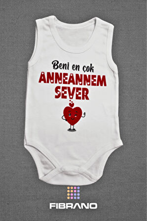 Beni En Çok Anneannem Sever Baskılı 0-1 Yaş Tüm Bedenler %100 Pamuk Bebek Zıbın