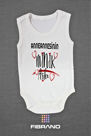 Anneannesinin Minik Aşkı Baskılı 0-1 Yaş Tüm Bedenler %100 Pamuk Bebek Zıbın