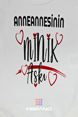 Anneannesinin Minik Aşkı Baskılı 0-1 Yaş Tüm Bedenler %100 Pamuk Bebek Zıbın