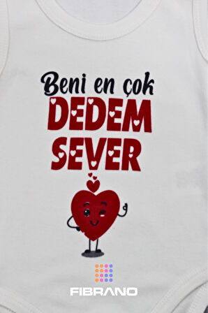 Beni En Çok Dedem Sever Baskılı 0-1 Yaş Tüm Bedenler %100 Pamuk Bebek Zıbın