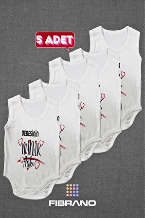 5 Adet Dedesinin Minik Aşkı Baskılı 0-1 Yaş Tüm Bedenler %100 Pamuk Bebek Zıbın