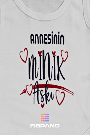 Annesinin Minik Aşkı Baskılı 0-1 Yaş Tüm Bedenler %100 Pamuk Bebek Zıbın