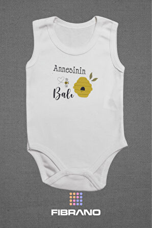 5 Adet Annesinin Balı Baskılı 0-1 Yaş Tüm Bedenler %100 Pamuk Bebek Zıbın