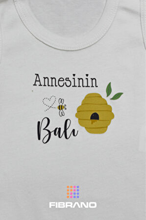 5 Adet Annesinin Balı Baskılı 0-1 Yaş Tüm Bedenler %100 Pamuk Bebek Zıbın