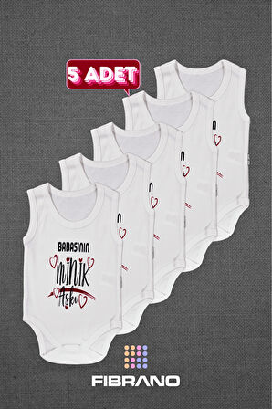 5 Adet Babasının Minik Aşkı Baskılı 0-1 Yaş Tüm Bedenler %100 Pamuk Bebek Zıbın