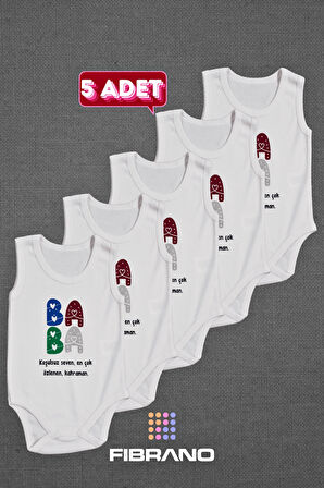 5 Adet Baba Temalı Baskılı 0-1 Yaş Tüm Bedenler %100 Pamuk Bebek Zıbın
