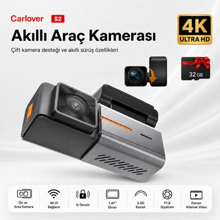 Carlover S2 4K Wifi Araç Kamerası