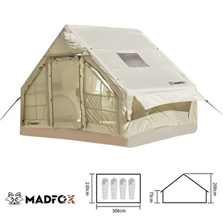 Madfox Bigless Glamping Cotton Inflatable Şişme Çadır [ Baca Çıkışlı ]