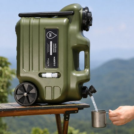 Madfox Galon Air PE Tekerlekli Musluklu Su Bidonu 28 Litre GREEN