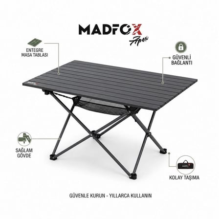 Madfox Apex Katlanabilir Alüminyum Kamp Masası (3 Kişilik)