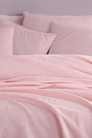 Ecocel Pike Örtü Çift Kişilik 200x230cm Karde PudraPembe