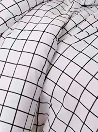 Kolay Ütülenir Nevresim Takımı Çift Kişilik Pled Kareli Siyah